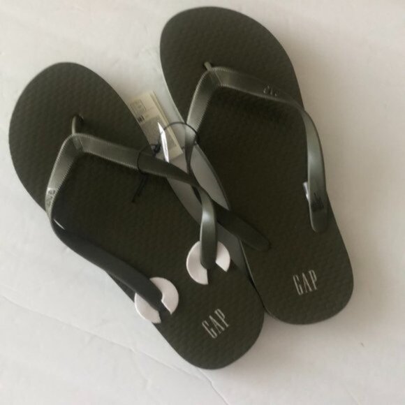 Gap Logo Flip Flops Mens Olivine Green Sz. 10-11 Men's - Picture 1 of 5